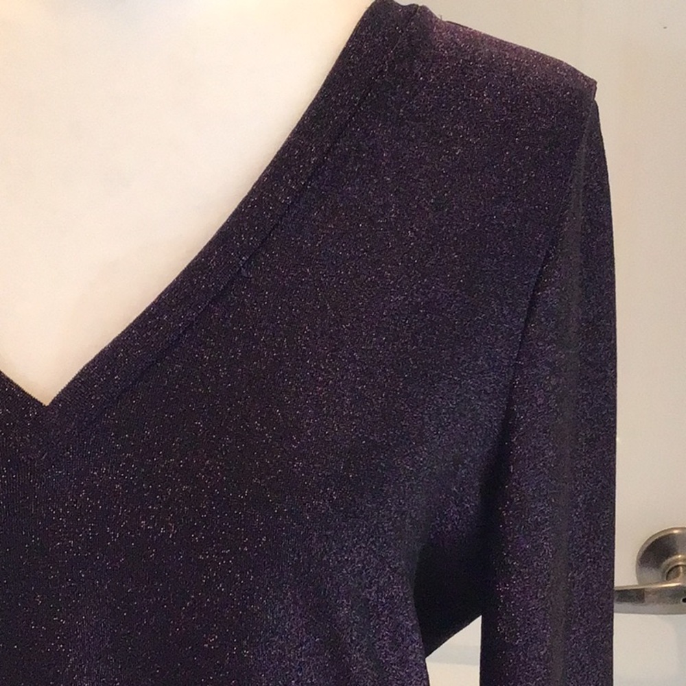 WHBM purple sparkle v neck long sleeve top